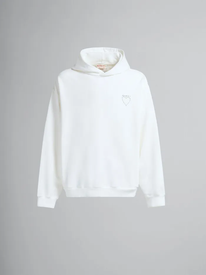 White Organic Jersey Hoodie With Back Print Men Marni Sweatshirts