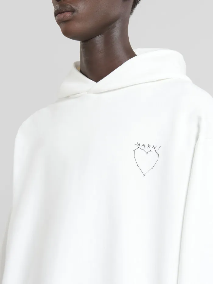 White Organic Jersey Hoodie With Back Print Men Marni Sweatshirts