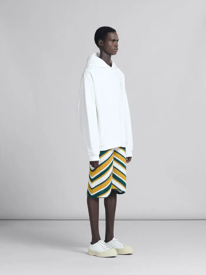 White Organic Jersey Hoodie With Back Print Men Marni Sweatshirts