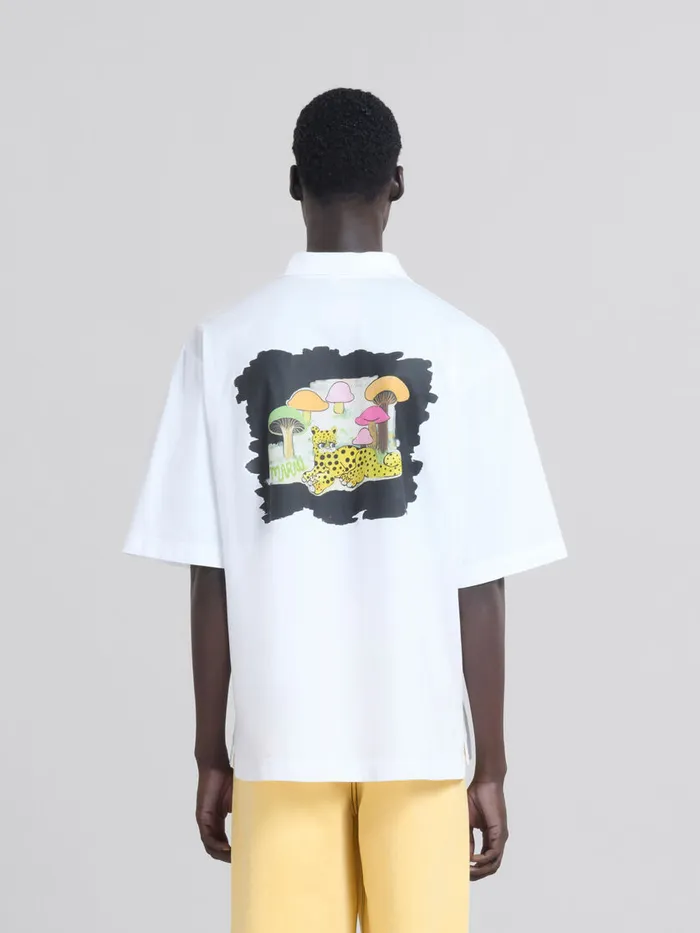 White Organic Jersey Polo Shirt With Back Print Men Marni Tops and TShirts