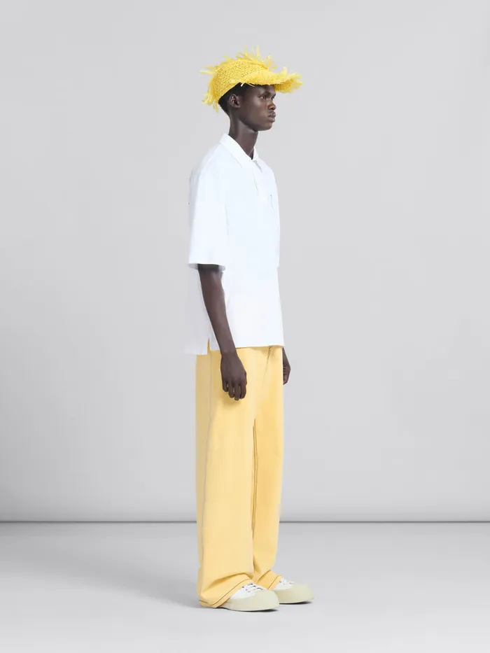 White Organic Jersey Polo Shirt With Back Print Men Marni Tops and TShirts