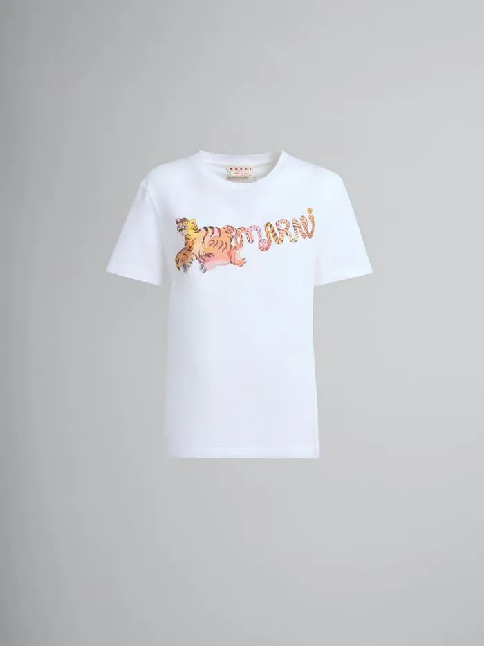 White Organic Jersey Regularfit Tshirt With Print Women Marni Tops and TShirts