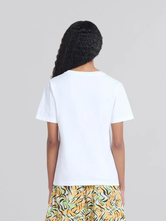 White Organic Jersey Regularfit Tshirt With Print Women Marni Tops and TShirts