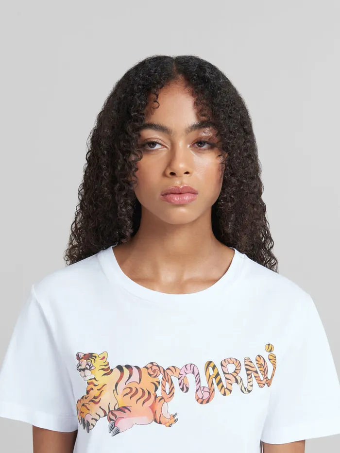 White Organic Jersey Regularfit Tshirt With Print Women Marni Tops and TShirts