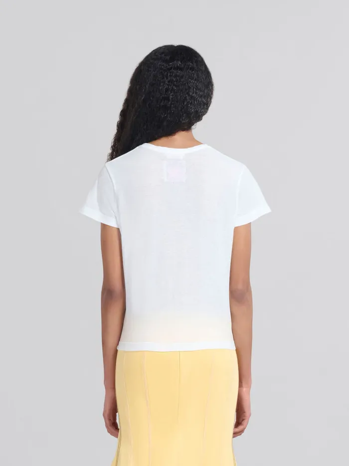 White Organic Jersey Slimfit Tshirt With Print Women Marni Tops and TShirts