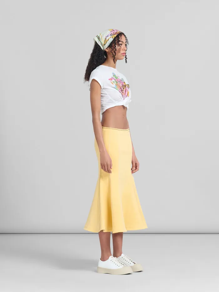 White Organic Jersey Slimfit Tshirt With Print Women Marni Tops and TShirts