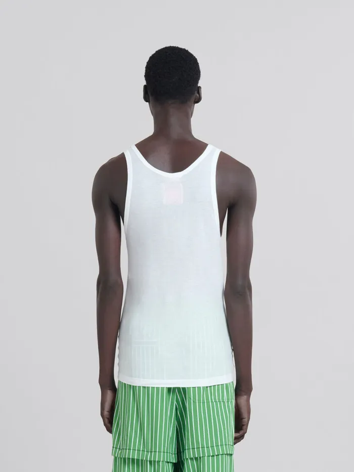 White Organic Jersey Tank Top With Print Men Marni Tops and TShirts