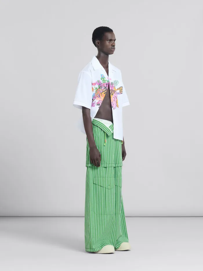 White Organic Poplin Bowling Shirt With Print Men Marni Tops and TShirts