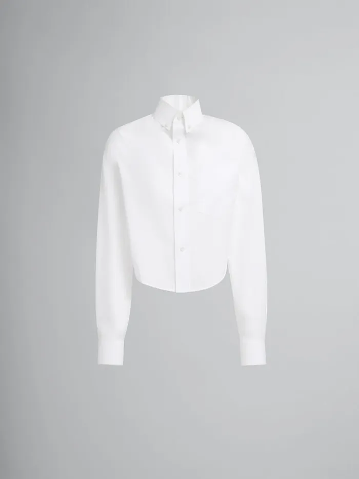 White Organic Poplin Cropped Shirt Women Marni Tops and TShirts