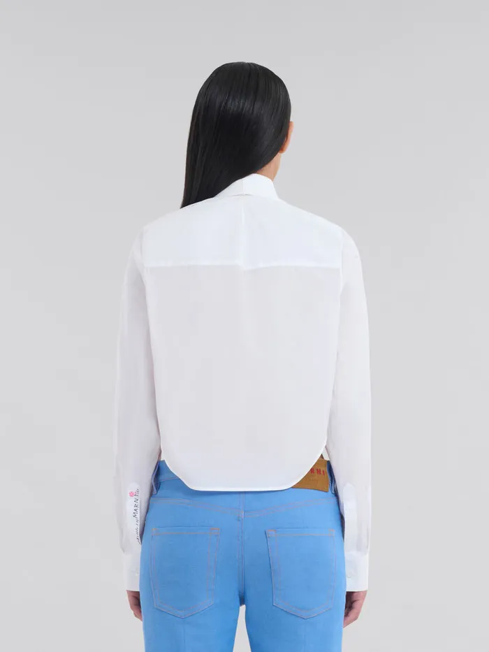 White Organic Poplin Cropped Shirt Women Marni Tops and TShirts