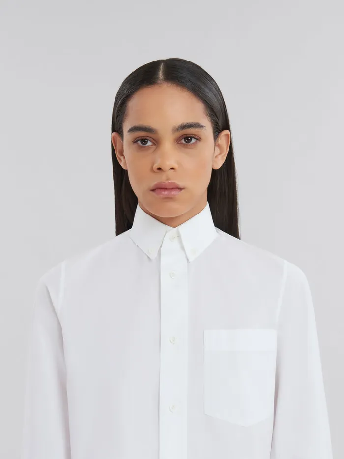 White Organic Poplin Cropped Shirt Women Marni Tops and TShirts