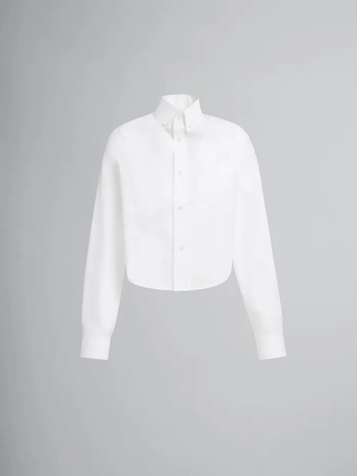 White Organic Poplin Shirt With Cropped Hem Men Marni Tops and TShirts