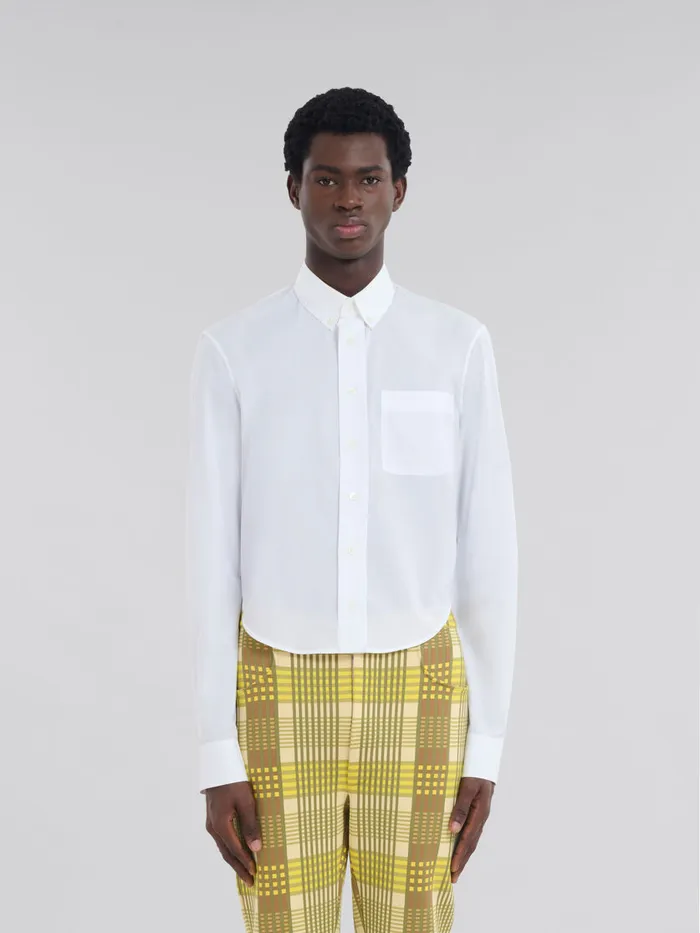 White Organic Poplin Shirt With Cropped Hem Men Marni Tops and TShirts