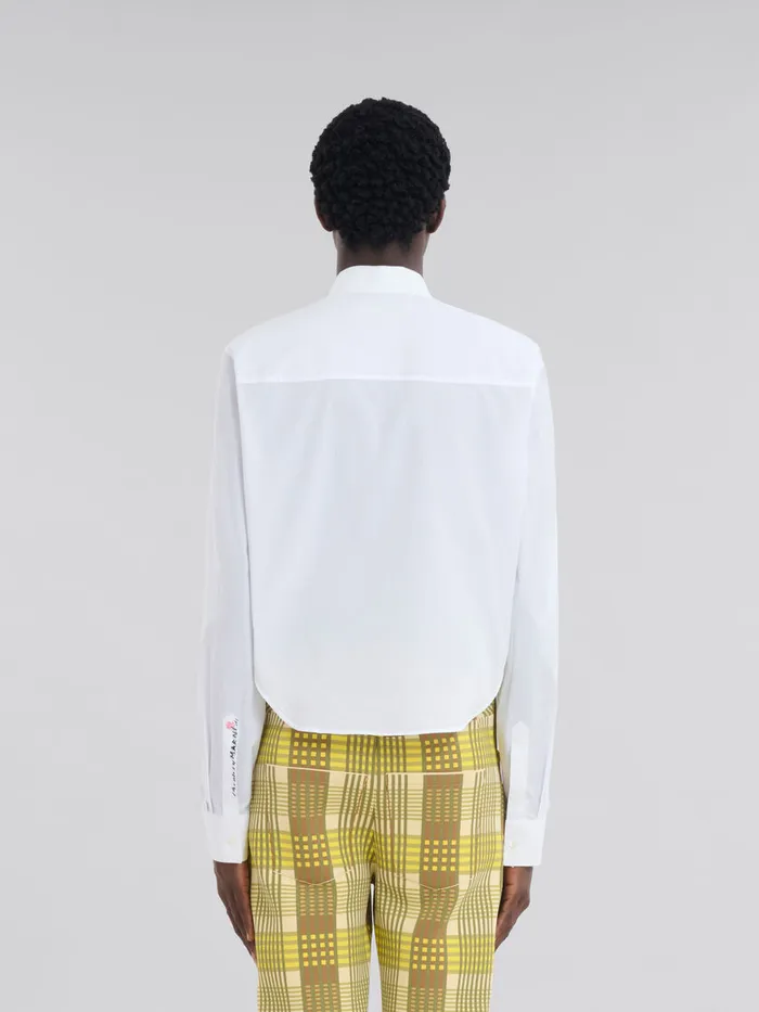 White Organic Poplin Shirt With Cropped Hem Men Marni Tops and TShirts