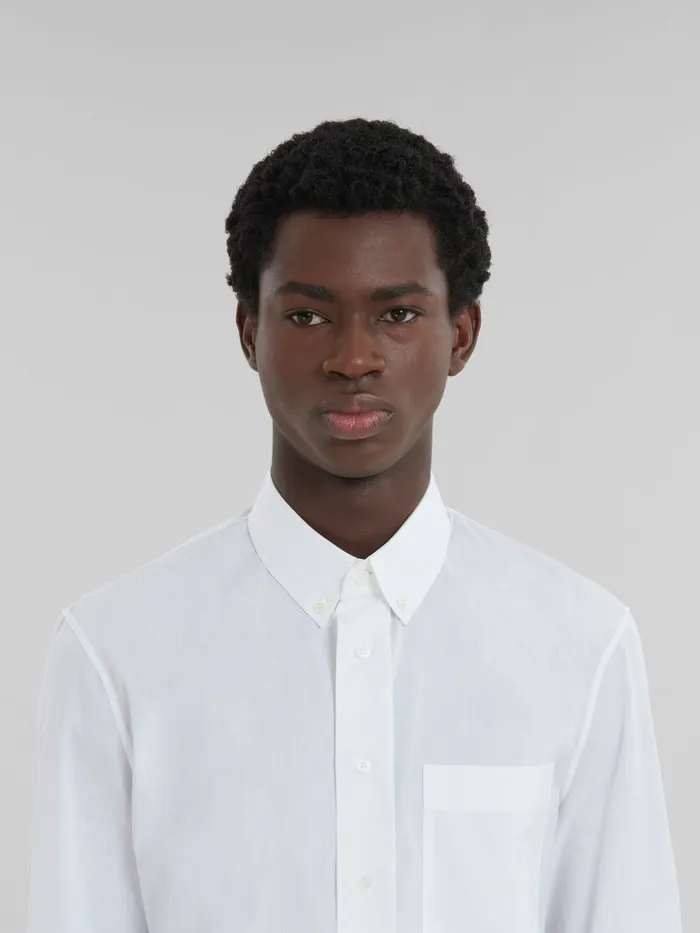 White Organic Poplin Shirt With Cropped Hem Men Marni Tops and TShirts
