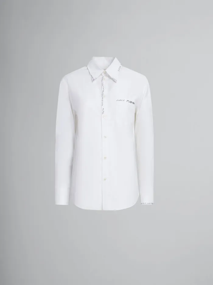White Organic Poplin Shirt With Marni Mending Women Marni Tops and TShirts