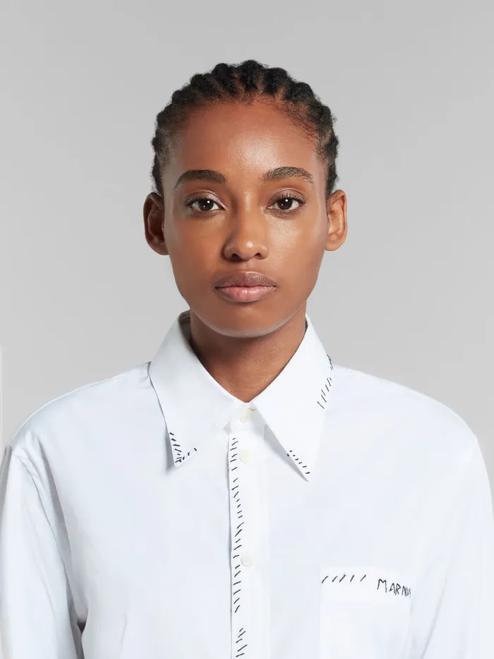 White Organic Poplin Shirt With Marni Mending Women Marni Tops and TShirts