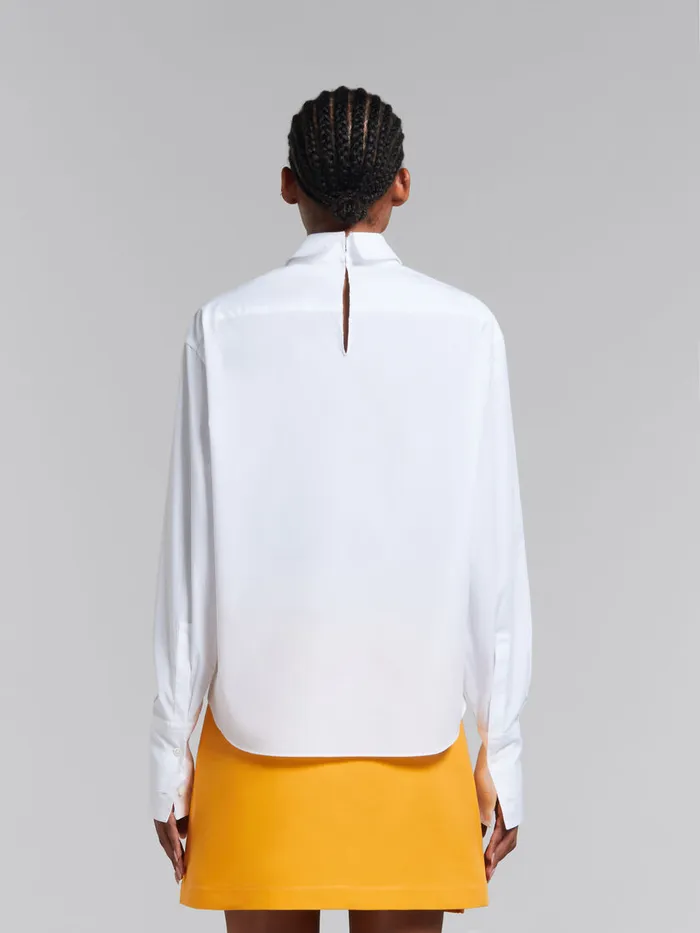 White Organic Poplin Shirt With Ruffles Women Marni Tops and TShirts