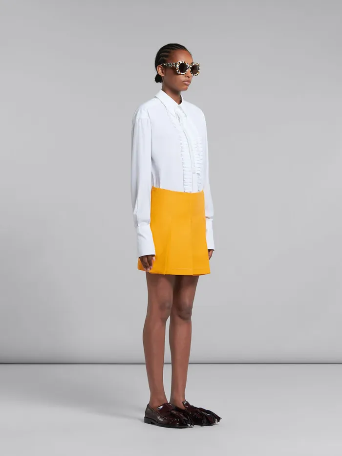 White Organic Poplin Shirt With Ruffles Women Marni Tops and TShirts