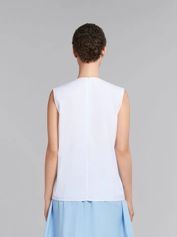 White Organic Poplin Sleeveless Top With Pleated Detailing Women Marni Tops and TShirts