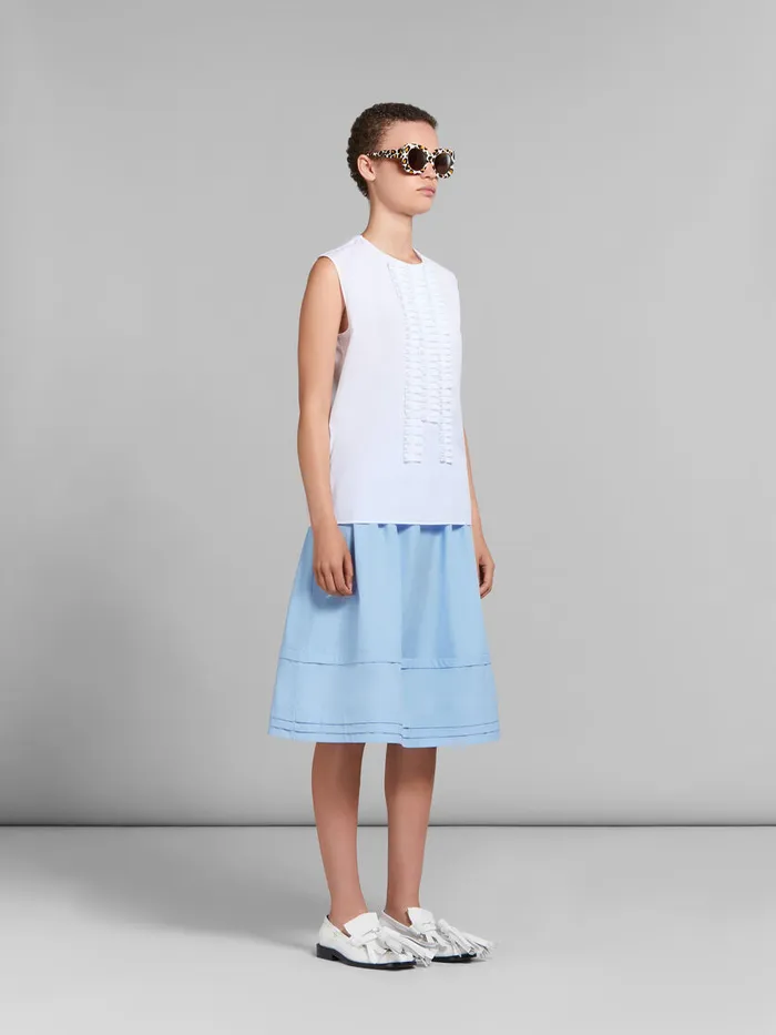 White Organic Poplin Sleeveless Top With Pleated Detailing Women Marni Tops and TShirts