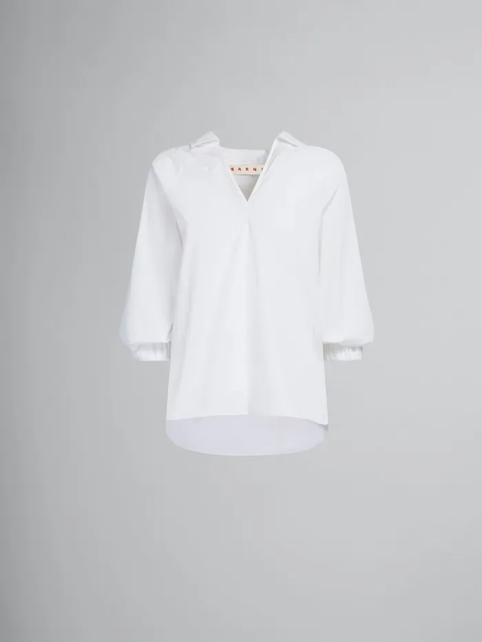 White Organic Poplin Top With Shirt Collar Women Marni Tops and TShirts