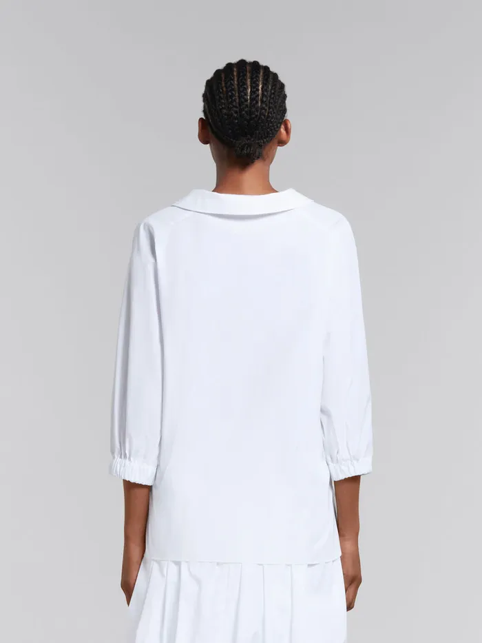 White Organic Poplin Top With Shirt Collar Women Marni Tops and TShirts