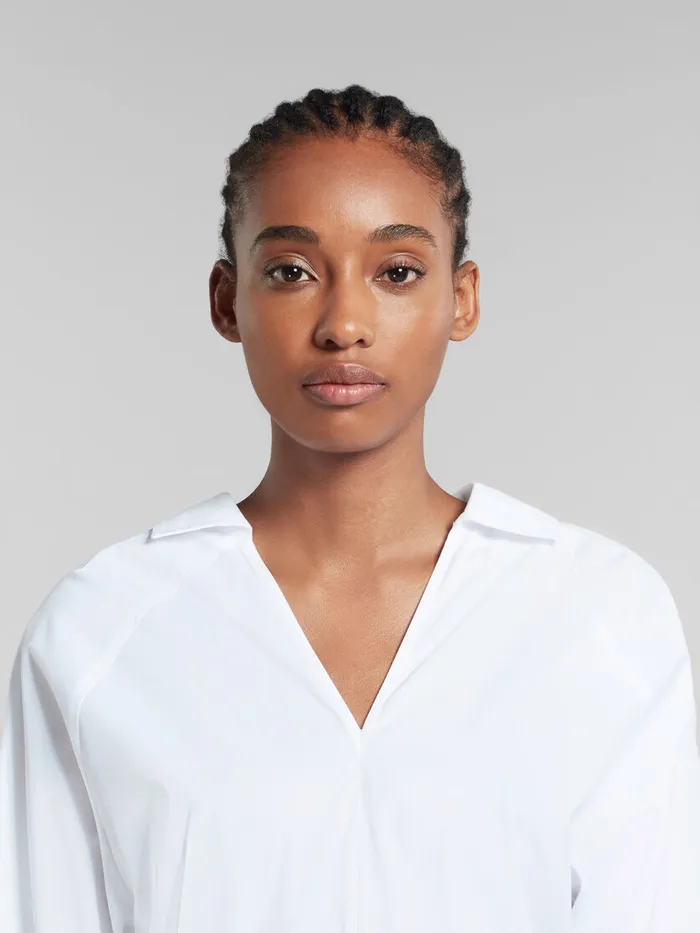 White Organic Poplin Top With Shirt Collar Women Marni Tops and TShirts