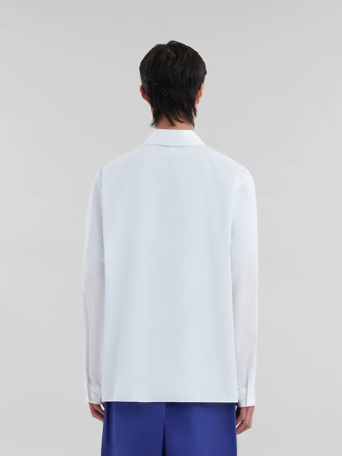 White Organic Poplin Zip Shirt With Hidden Logo Men Marni Tops and TShirts
