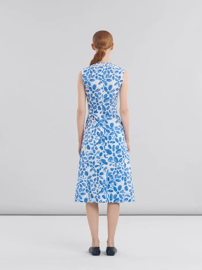 White Poplin Aline Dress With Blooming Print Women Marni Dresses