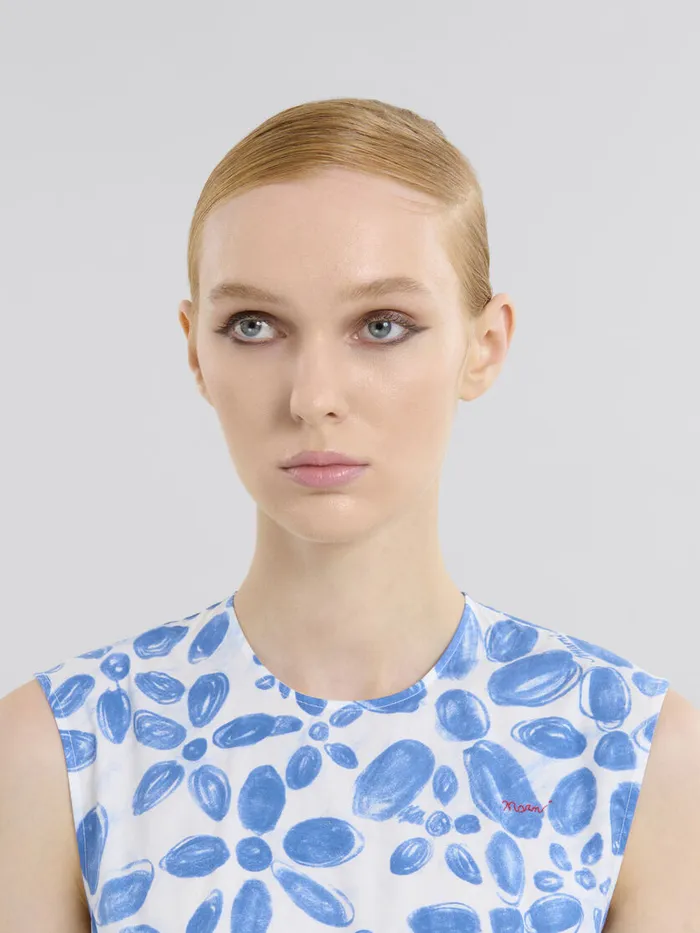 White Poplin Aline Dress With Blooming Print Women Marni Dresses