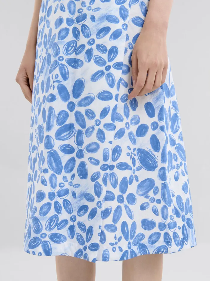White Poplin Aline Dress With Blooming Print Women Marni Dresses