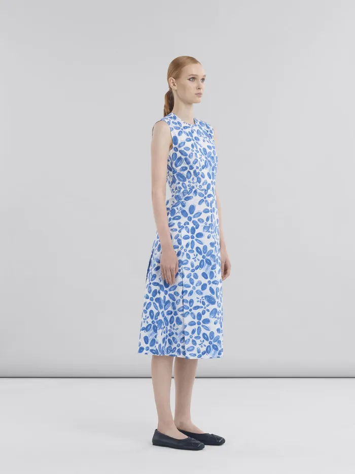 White Poplin Aline Dress With Blooming Print Women Marni Dresses