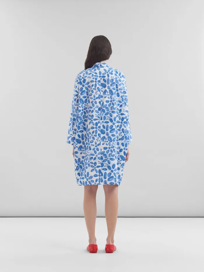 White Poplin Cocoon Dress With Blooming Print Women Marni Dresses