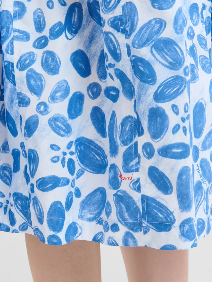 White Poplin Elasticated Midi Skirt With Blooming Print Women Marni Skirts