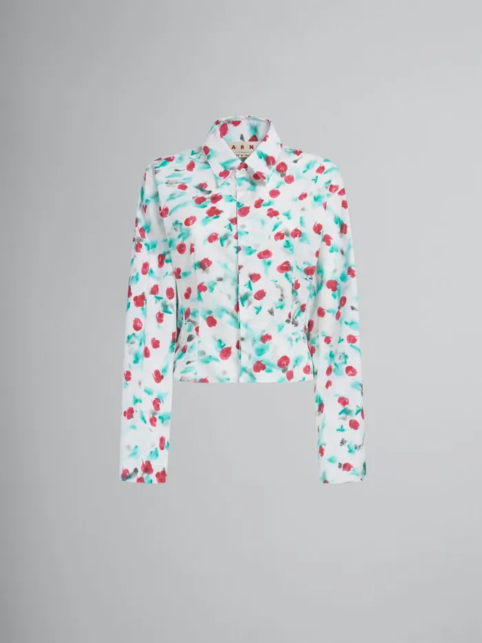 White Poplin Gathered Shirt With Reverie Print Women Marni Tops and TShirts