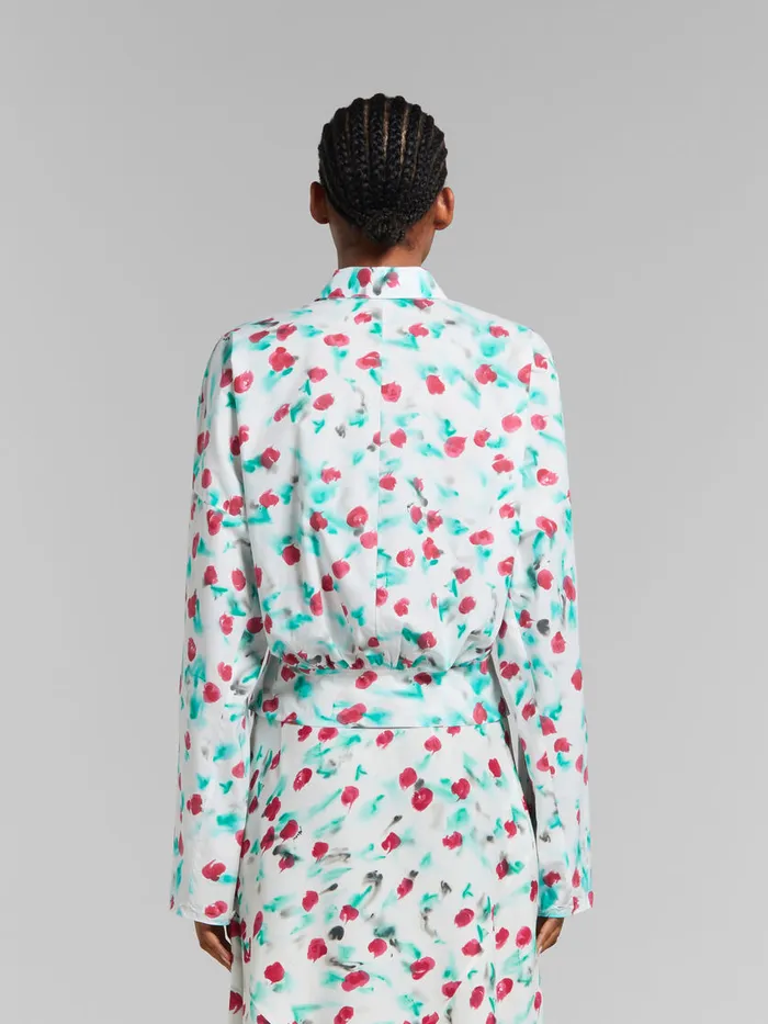 White Poplin Gathered Shirt With Reverie Print Women Marni Tops and TShirts