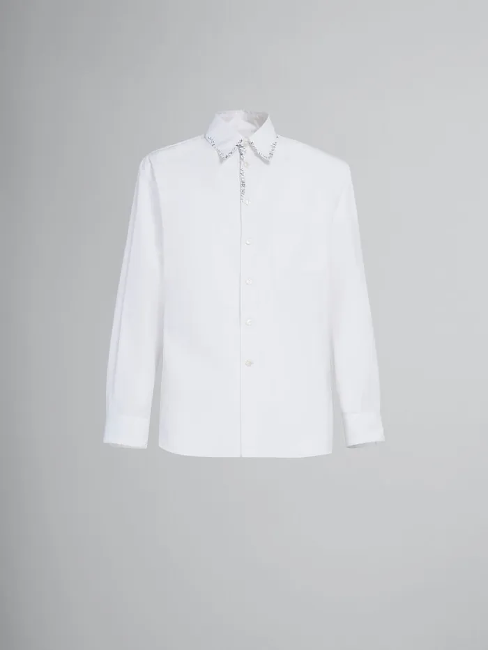 White Poplin Shirt With Bead Mending Men Marni Tops and TShirts