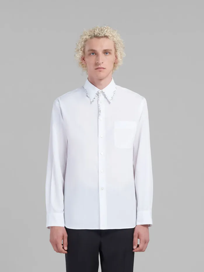 White Poplin Shirt With Bead Mending Men Marni Tops and TShirts