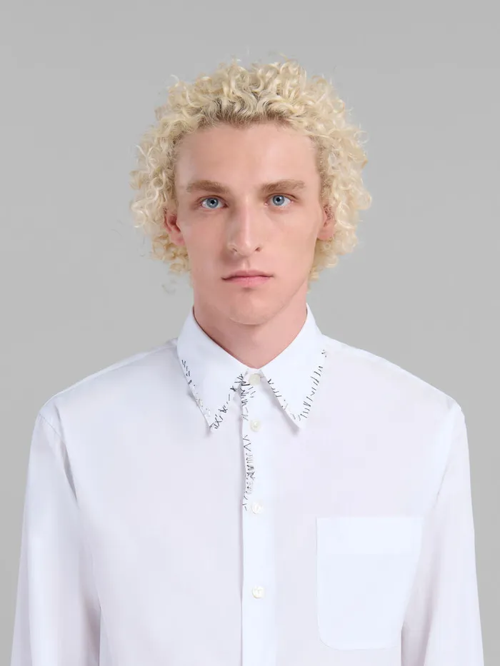 White Poplin Shirt With Bead Mending Men Marni Tops and TShirts