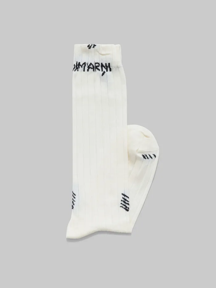 White Ribbed Cotton Socks With Marni Mending Women Marni Socks