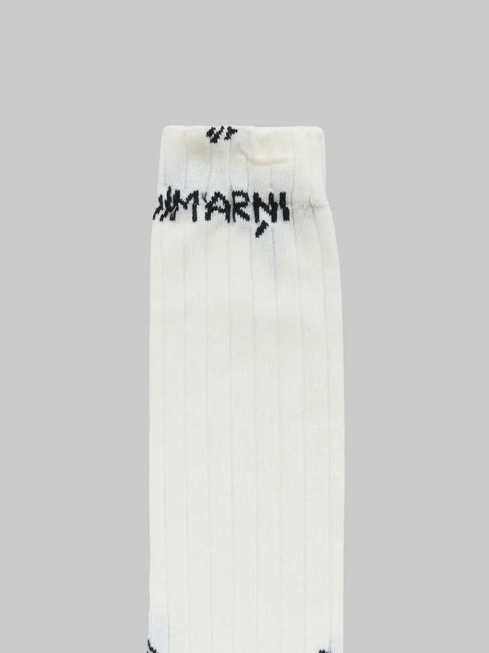 White Ribbed Cotton Socks With Marni Mending Women Marni Socks