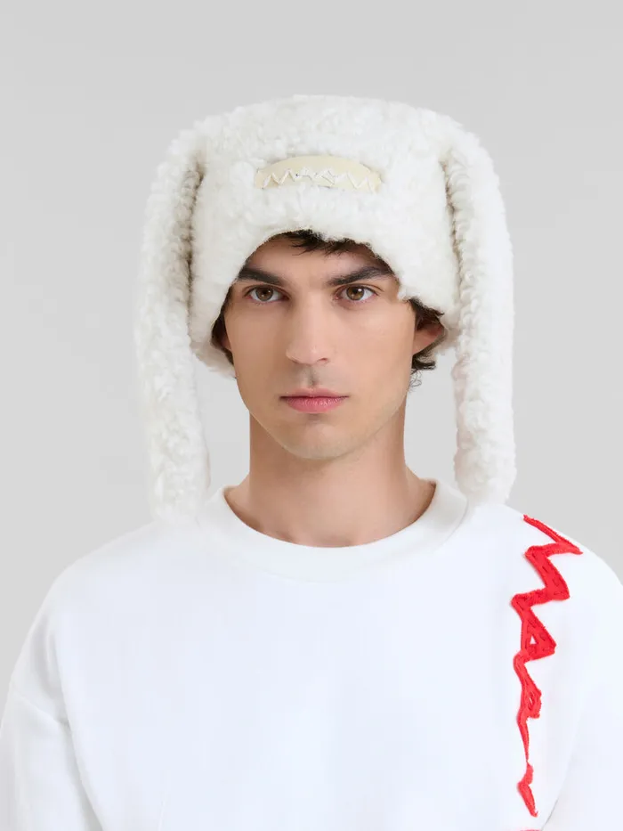 White Shearling Rabbit Hat Men Marni Hats