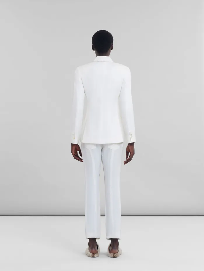 White Wool And Coated Fabric Fivepocket Trousers Men Marni Pants