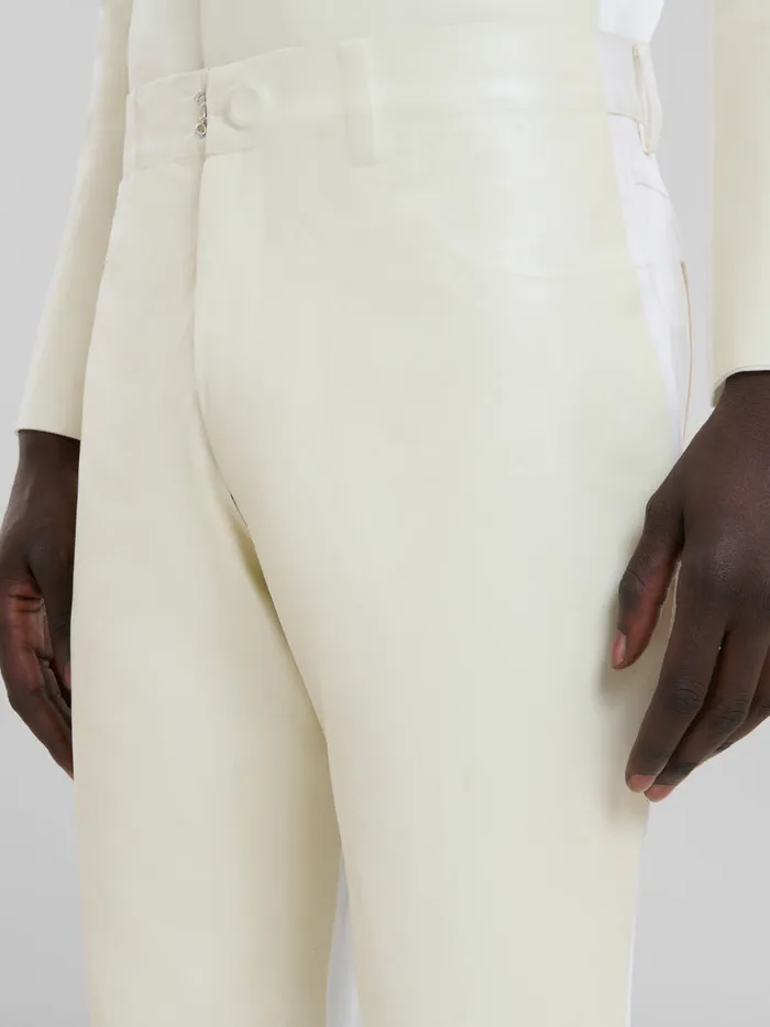 White Wool And Coated Fabric Fivepocket Trousers Men Marni Pants