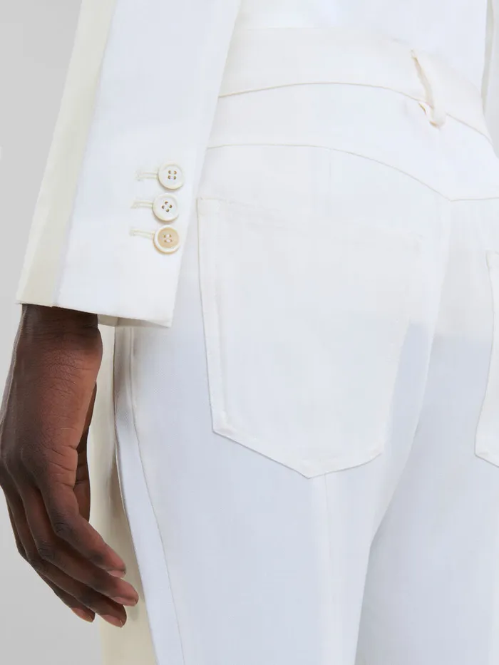 White Wool And Coated Fabric Fivepocket Trousers Men Marni Pants