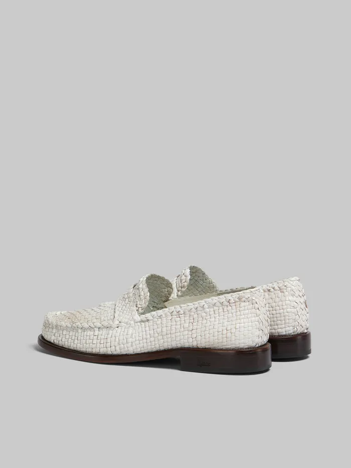 White Woven Leather Bambi Loafer Men Marni Lace Up and Loafers
