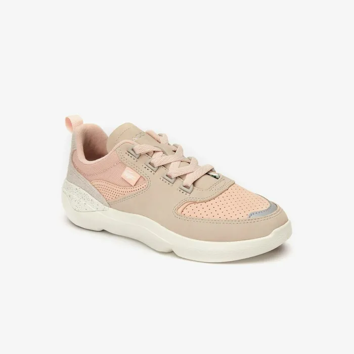 Wildcard Paneled Leather Sneakers NaturalOff White Womens Lacoste Sneakers Outlet
