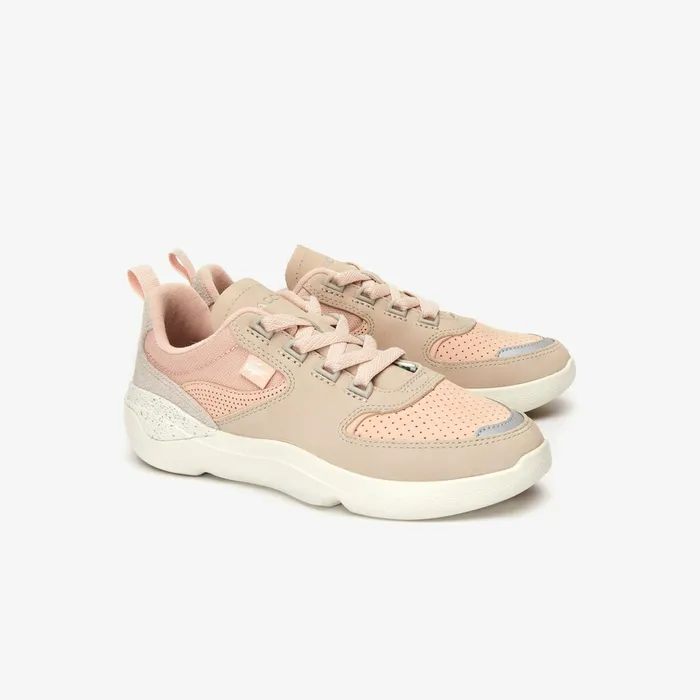 Wildcard Paneled Leather Sneakers NaturalOff White Womens Lacoste Sneakers Outlet