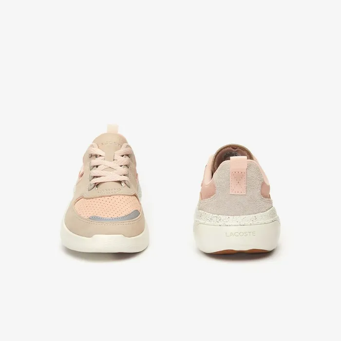 Wildcard Paneled Leather Sneakers NaturalOff White Womens Lacoste Sneakers Outlet